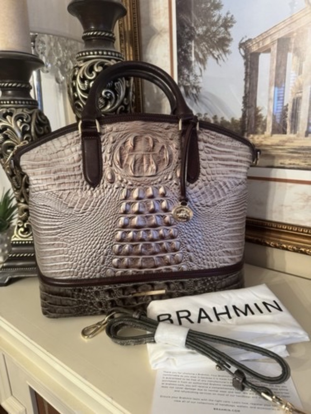 Brahmin LG Leather Duxbury Silver Lining Windemere Satchel - Picture 10 of 11